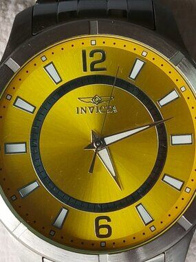 Invicta Watch Yellow Face Stainless Steel